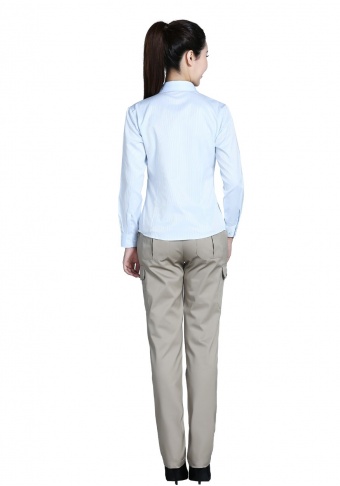 浅蓝色条纹60棉80双织长袖衬衫